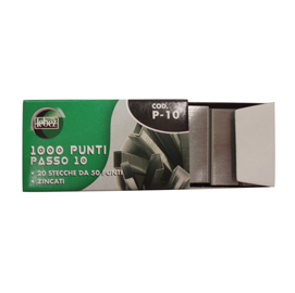 Punti zincati p10 - passo 10 - 9/4 - metallo - lebez - 20 conf. 1000 pezzi