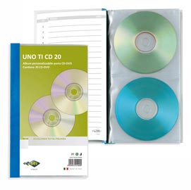 Porta cd/dvd personalizzabile uno ti cd - 20 tasche - 125x120 mm - sei rota