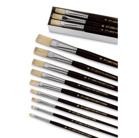 Pennello punta piatta serie 577 - punta a spatola in pura setola - n.0 - lebez