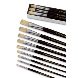 Pennello punta piatta serie 577 - punta a spatola in pura setola - n.2 - lebez