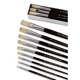 Pennello punta piatta serie 577 - punta a spatola in pura setola - n.10 - lebez