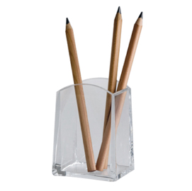 Portapenne a bicchiere mr acrylic - quadrato - 6x4x9,5 cm - trasparente - tecnostyl