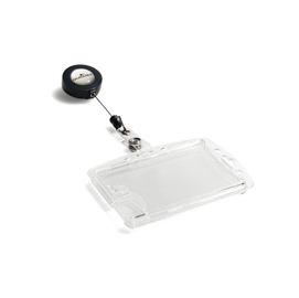 Portabadge duo in acrilico con chiocciola - 2 tessere inseribili - 5,4x9 cm - durable - conf. 10 pezzi