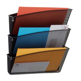 Portadocumenti da parete mesh - 3 vaschette in rete metallica - nero - alba