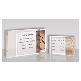 Porta prezzi da banco - materiale acrilico - taglia medium (10x14x2 cm) - tecnostyl