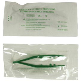 Pinzetta sterile - monouso - 10 cm - verde - pvs