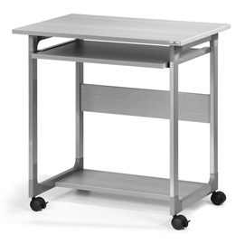 Pc workstation system 75 fh - 75x53,4x77 cm - 3 ripiani - con ruote - grigio - durable