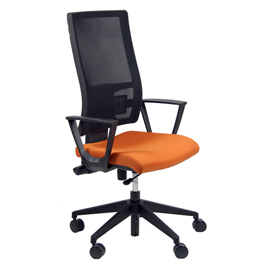 Poltrona semidirezionale nereide - con ruote e braccioli - arancio - unisit