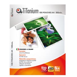 Pouches - a4 - 216x303 mm - 2x100 micron - titanium - conf. 100 pezzi