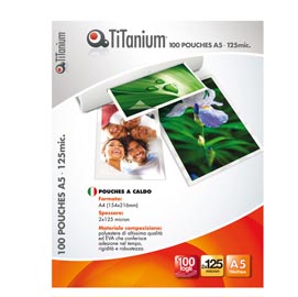 Pouches - a6 - 111x154 mm - 2x125 micron - titanium - conf. 100 pezzi