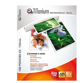 Pouches - credit card - 54x86 mm - 2x125 micron - titanium - conf. 100 pezzi