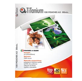 Pouches - a3 - 303x426 mm - 2x80 micron -titanium - conf. 100 pezzi