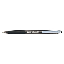 Penne a sfera a scatto atlantis soft - punta 1,0mm - nero  - clip in metallo - bic - conf. 12 pezzi