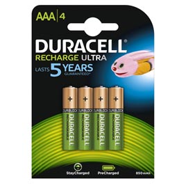 Pile ricaricabili mini stilo aaa - precharged - 800mah - duracell - blister 4 pezzi