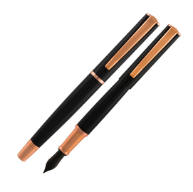 Penna stilografica impressa - punta m - nero/rosegold - monteverde