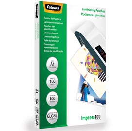Pouches impress100 - a3 -303x426 mm - 2x100 mic - fellowes - scatola 100 pezzi