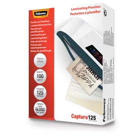 Pouches capture125 - 65x95 mm - 2x125 micron - fellowes - scatola 100 pezzi