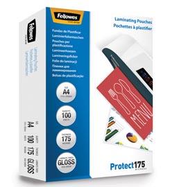 Pouches protect175 - a4 - 2x175 micron - fellowes - scatola 100 pezzi