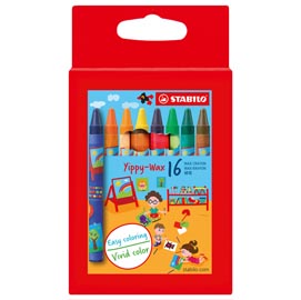 Pastelli a cera yippy-wax - colori assortiti - stabilo -  astuccio 16 colori