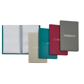 Porta biglietti da visita matrix - 20 buste con 3 tasche ciascuna - 6x10 cm - blu ottanio - favorit