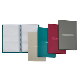 Porta biglietti da visita matrix - 20 buste con 3 tasche ciascuna - 6x10 cm - rosso porpora - favorit