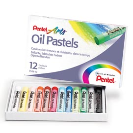 Pastelli a olio - lunghezza 60mm con Ø8mm - colori assortiti - pentel - astuccio 12 pastelli