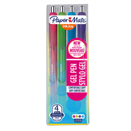 Penna a sfera a scatto inkjoy gel - punta 0,7mm  - rosa, lime, viola, blu - papermate - astuccio 4 penne