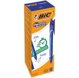 Penna a sfera a scatto gelocity quick dry - punta 0,7mm - blu  - bic - conf. 12 pezzi