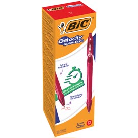 Penna a sfera a scatto gelocity quick dry  - punta 0,7mm - rosso - bic - conf. 12 pezzi