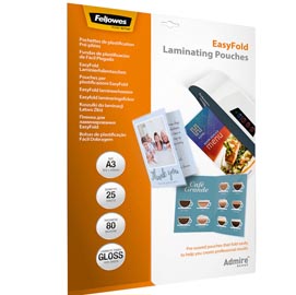 Pouches admire easyfold - a3 - cordonate - fellowes - scatola 25 pezzi