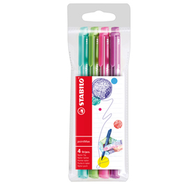 Pennarello pointmax punta feltro - punta 0,80mm - stabilo - astuccio 4 colori: azzurro,verde,rosa,viola