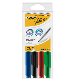 Pennarello whiteboard marker velleda 1741 bic  - punta tonda 1,4mm - astuccio 4 colori - bic