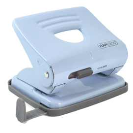 Perforatore 825 - massimo 25 fogli - 2 fori - passo 8 cm - celeste - rapesco