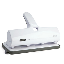 Perforatore alu 40 - alti spessori - massimo 65 fogli - 4 fori fissi - passo 8 cm - bianco - rapesco