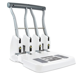 Perforatore eco p4400 - alta capacità - massimo 150 fogli - 4 fori - passo 8 cm - bianco - rapesco