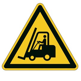 Pittogramma adesivo da terra - attenzione passaggio carrelli - lato 43 cm - durable
