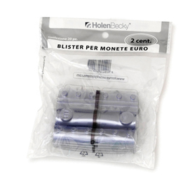 Portamonete - pvc - 2 cent - grigio - holenbecky - blister 20 pezzi