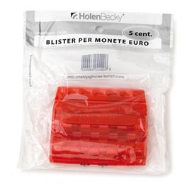 Portamonete - pvc - 5 cent - rosso - holenbecky - blister 20 pezzi