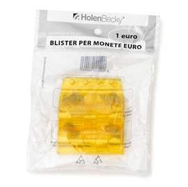 Portamonete - pvc - 1 euro - giallo - holenbecky - blister 20 pezzi