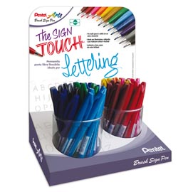 Penne brush pen - colori assortiti - pentel - espositore 54 pezzi
