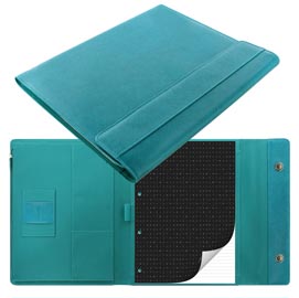 Portablocco saffiano - similpelle - 32,1x25,5x3cm - chiusura magnetica - acqua marina - filofax