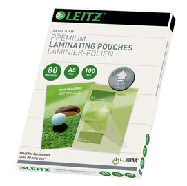 Pouches ilam udt - plastificazione a caldo - a5 - 154x216 mm - 2x80 micron - leitz - scatola 100 pezzi