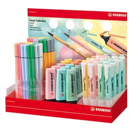 Pastel collection boss, swing cool, pen 68 e point 88 - colori assortiti - stabilo - espositore 111 pezzi
