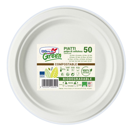 Piatti piani - diametro 220 mm - biodegradabili - dopla green - conf. 50 pezzi