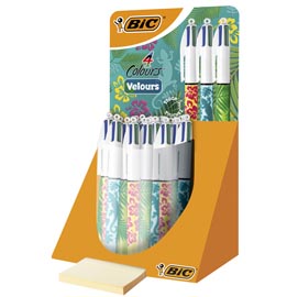 Penne a sfera 4 colors velour - fantasie assortite - bic - expo 40 pezzi