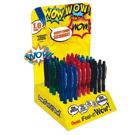 Penne a sfera wow feel it! - punta 0,7 mm - colori assortiti - pentel - expo 144 pezzi