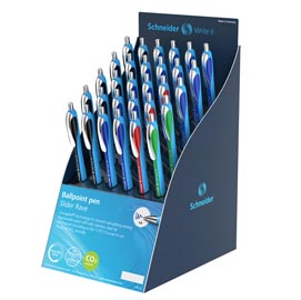 Penne a sfera slider rave - blu/nero/rosso assortiti - schneider - expo 30 pezzi