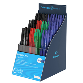 Penne a sfera suprimo - colori assortiti - schneider - expo 80 pezzi