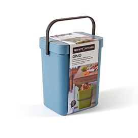 Pattumiera gino - per rifiuti organici - 5 l - azzurro - perfetto