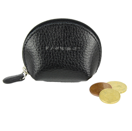 Portamonete mini c/zip - 8 x 5,5 cm - vera pelle - nero - laurige france